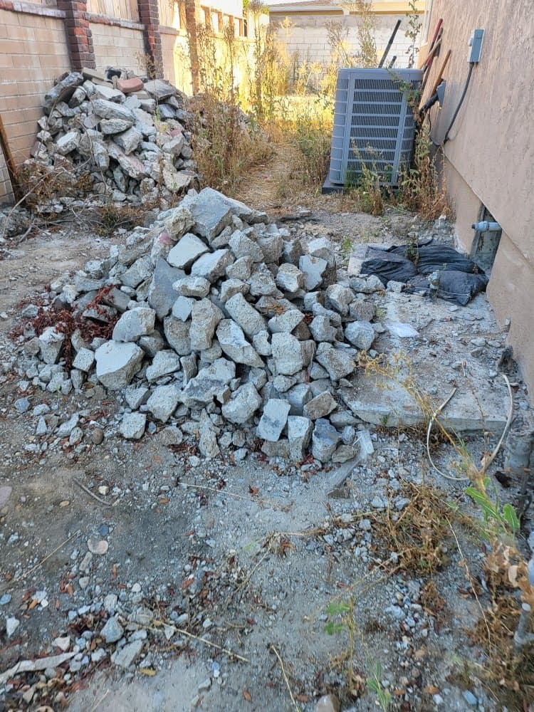 Pile of broken concrete removed from a San Diego property and ready for haul-off by Junk N Haul